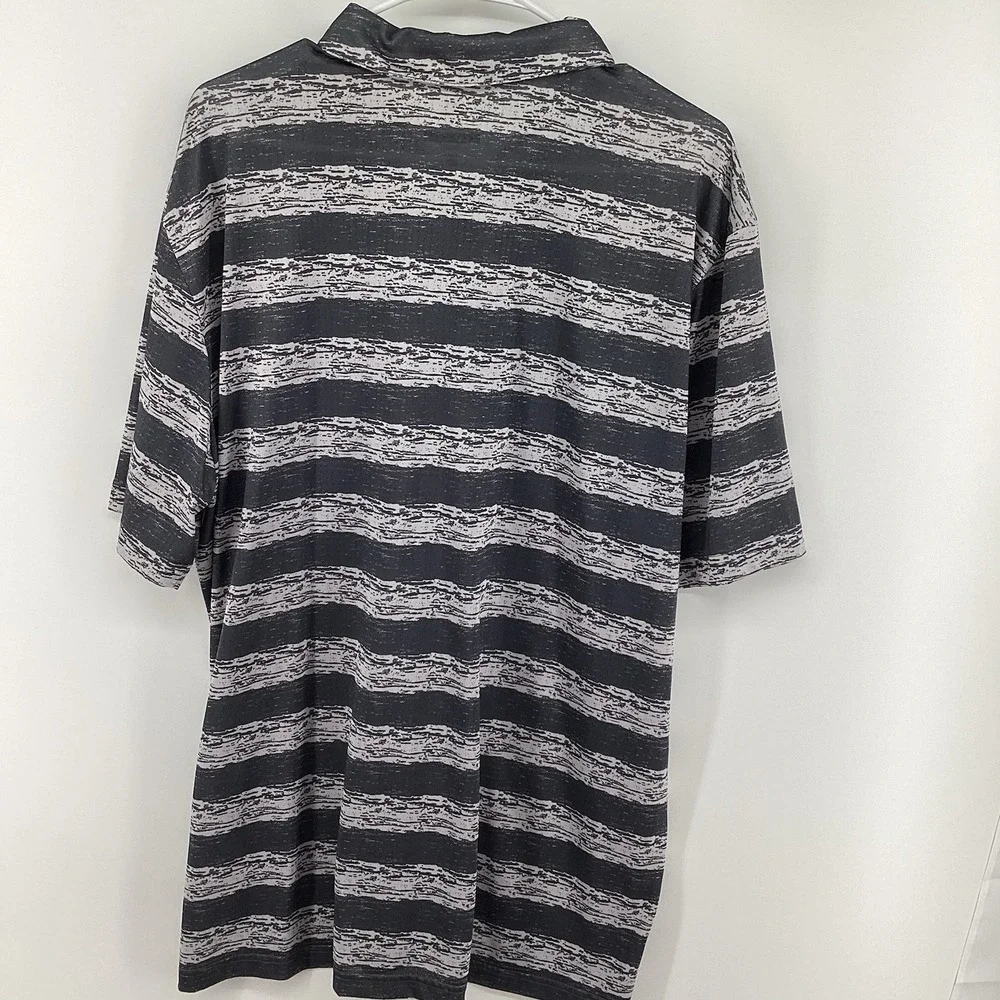 Adidas Golf Polo Shirt Men's 2XL Black White Striped‎ Short Sleeve Performance